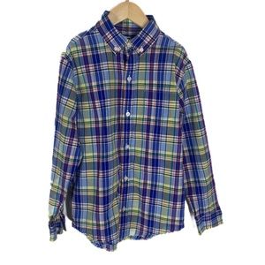 Janie and Jack Boys Blue Plaid button down shirt size 8